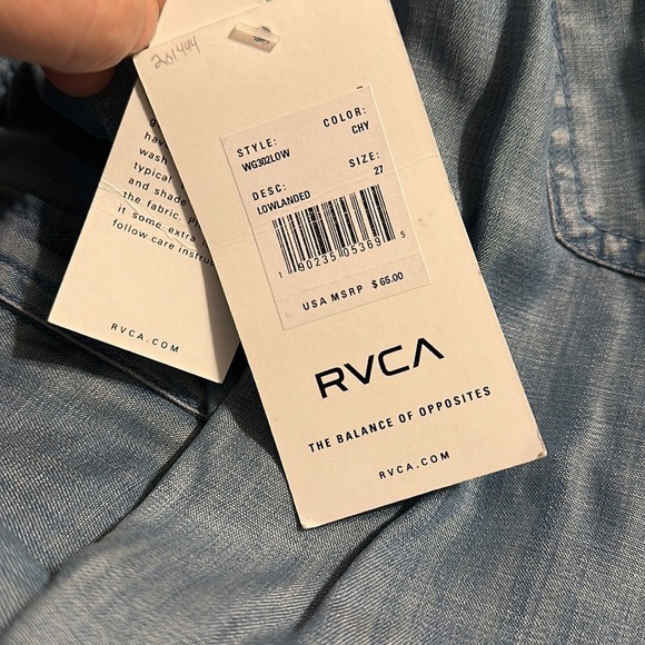 RVCA Lowlanded Chambray Casual Trousers 27 NWT - Picture 12 of 12